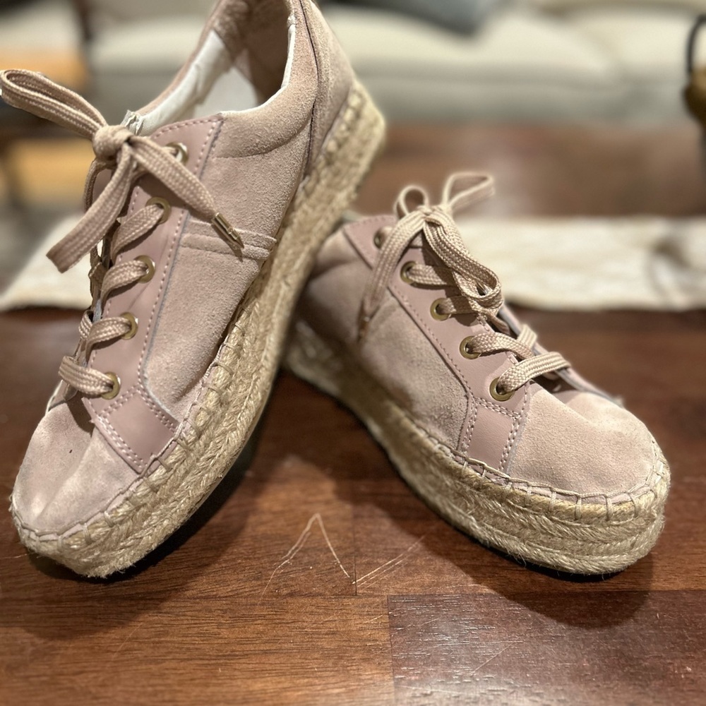 Sam Edelman Carleigh Blush Pink Suede Platform Espadrille Sneaker Size 8